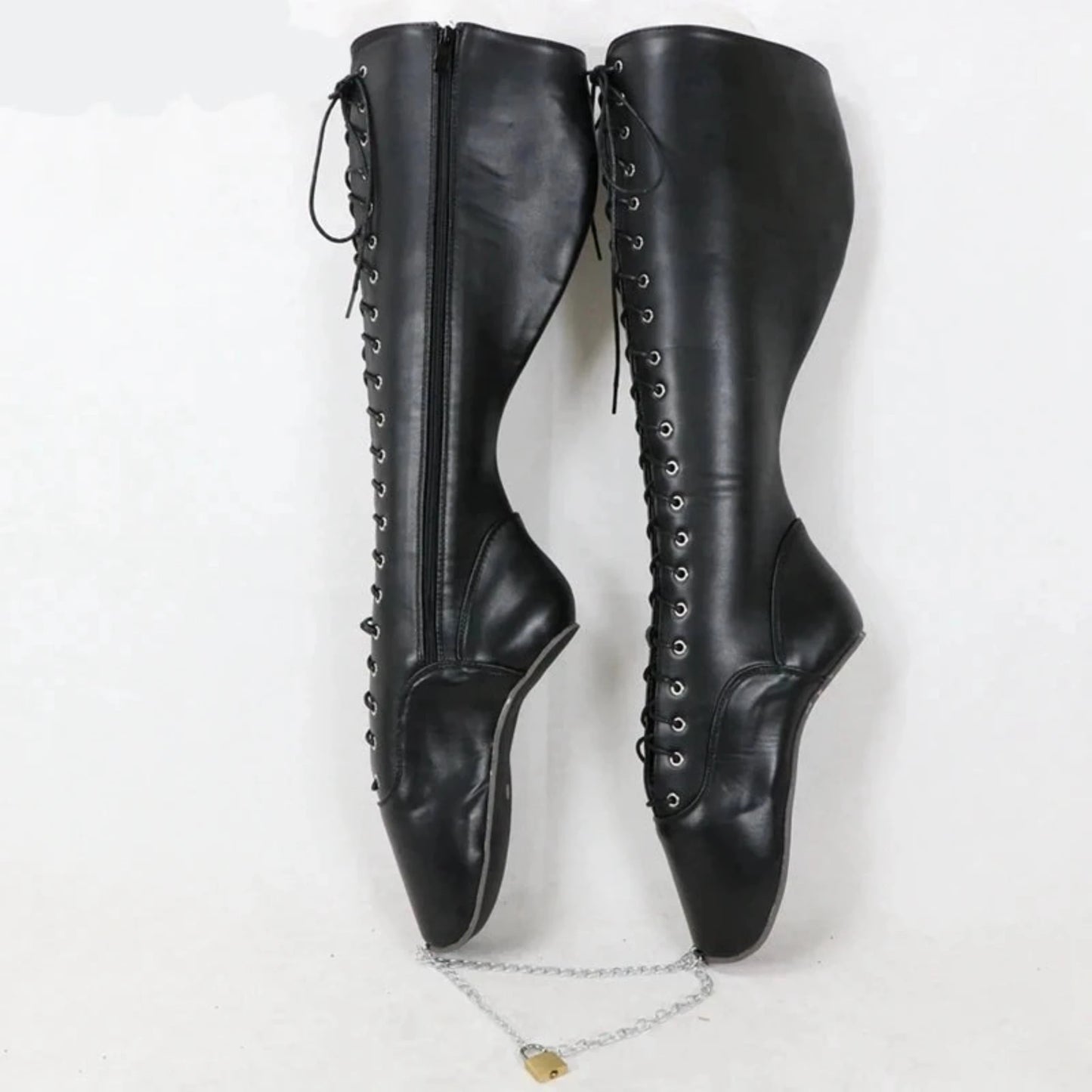 Zapato de ballet sin tacón con botas de cadena con cierre