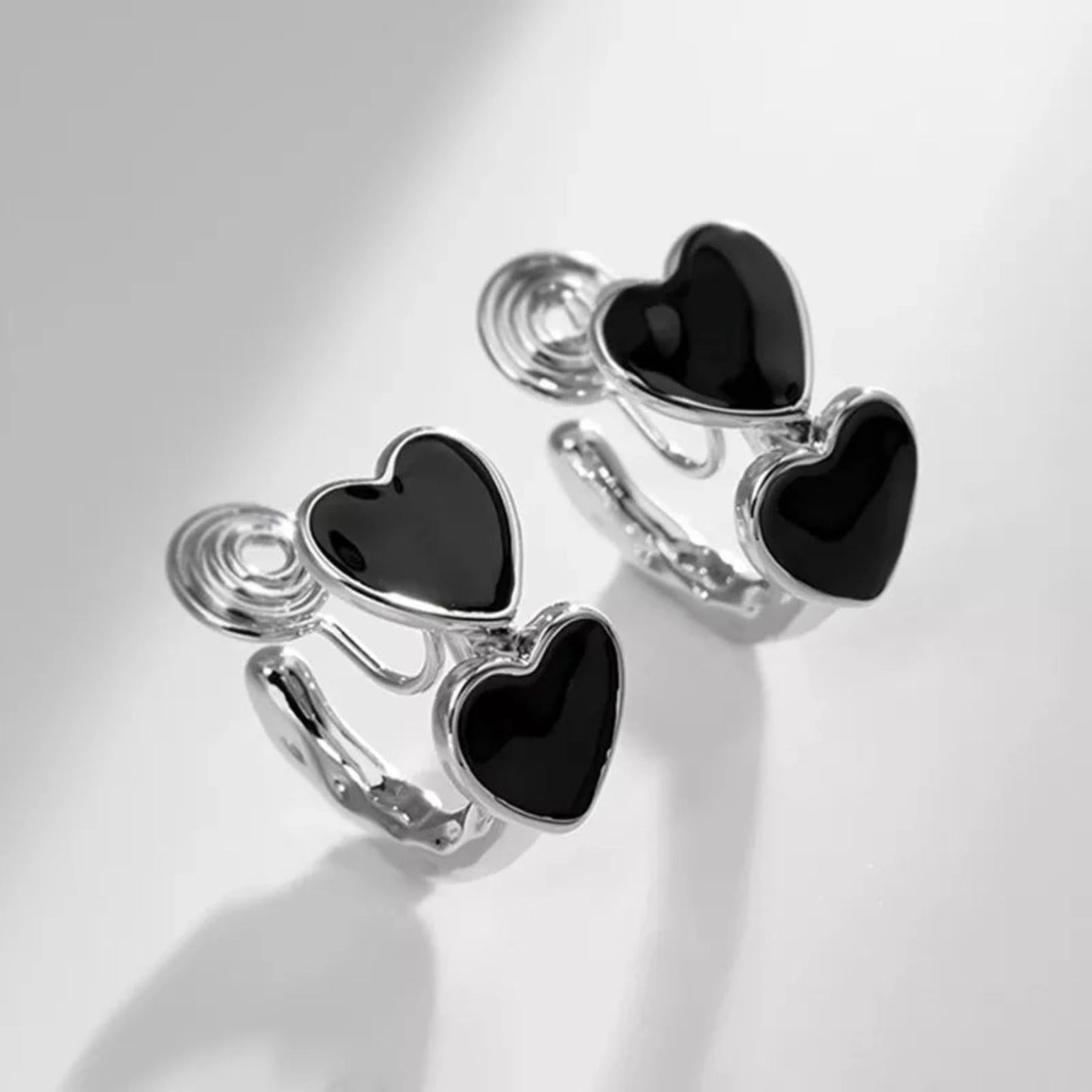 Black Enamel Heart Hoop