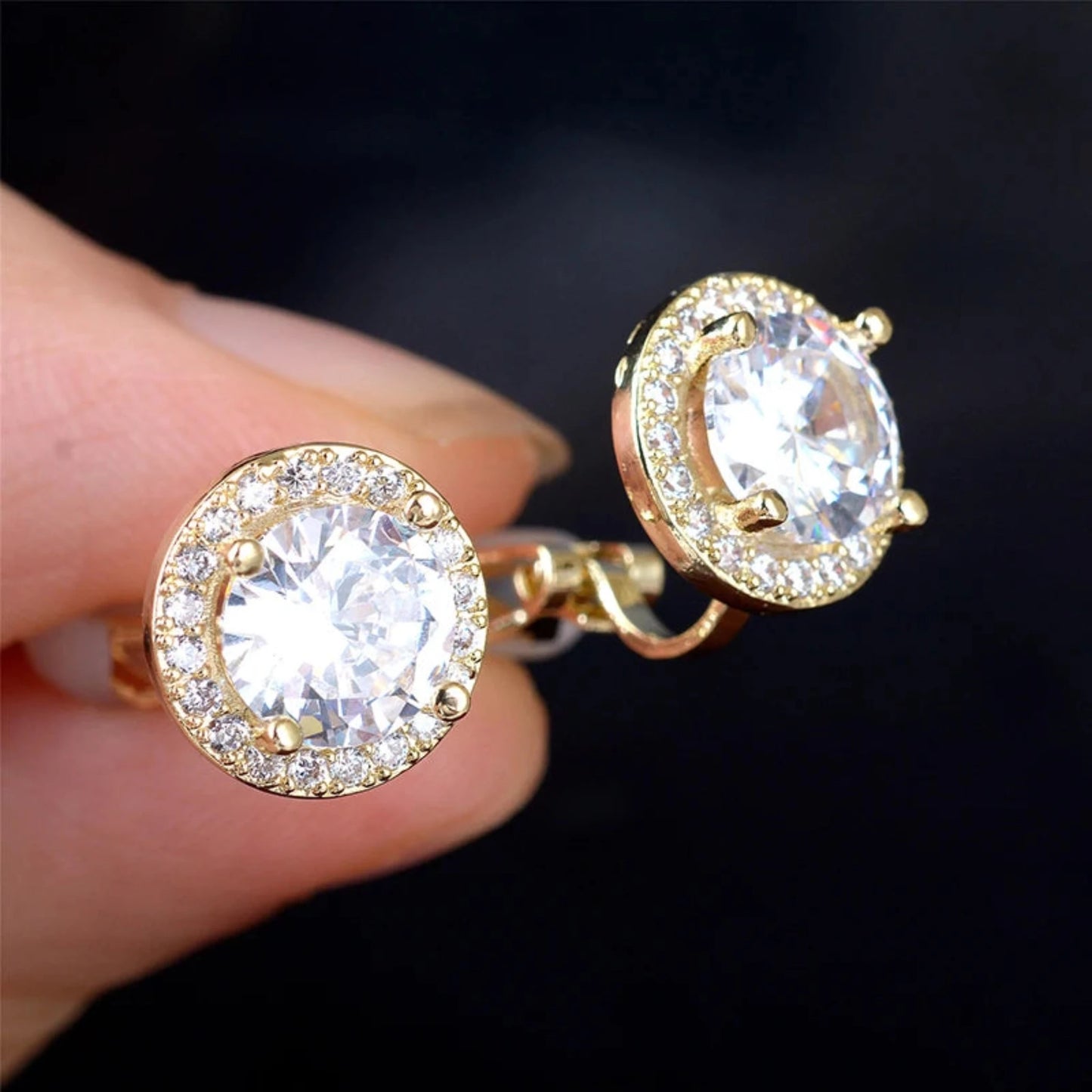 Cubic Zirconia Crystal Clip-ons