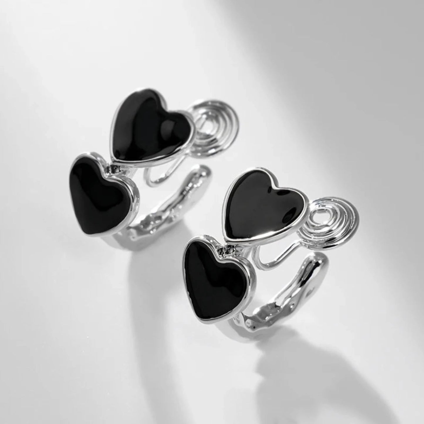 Black Enamel Heart Hoop