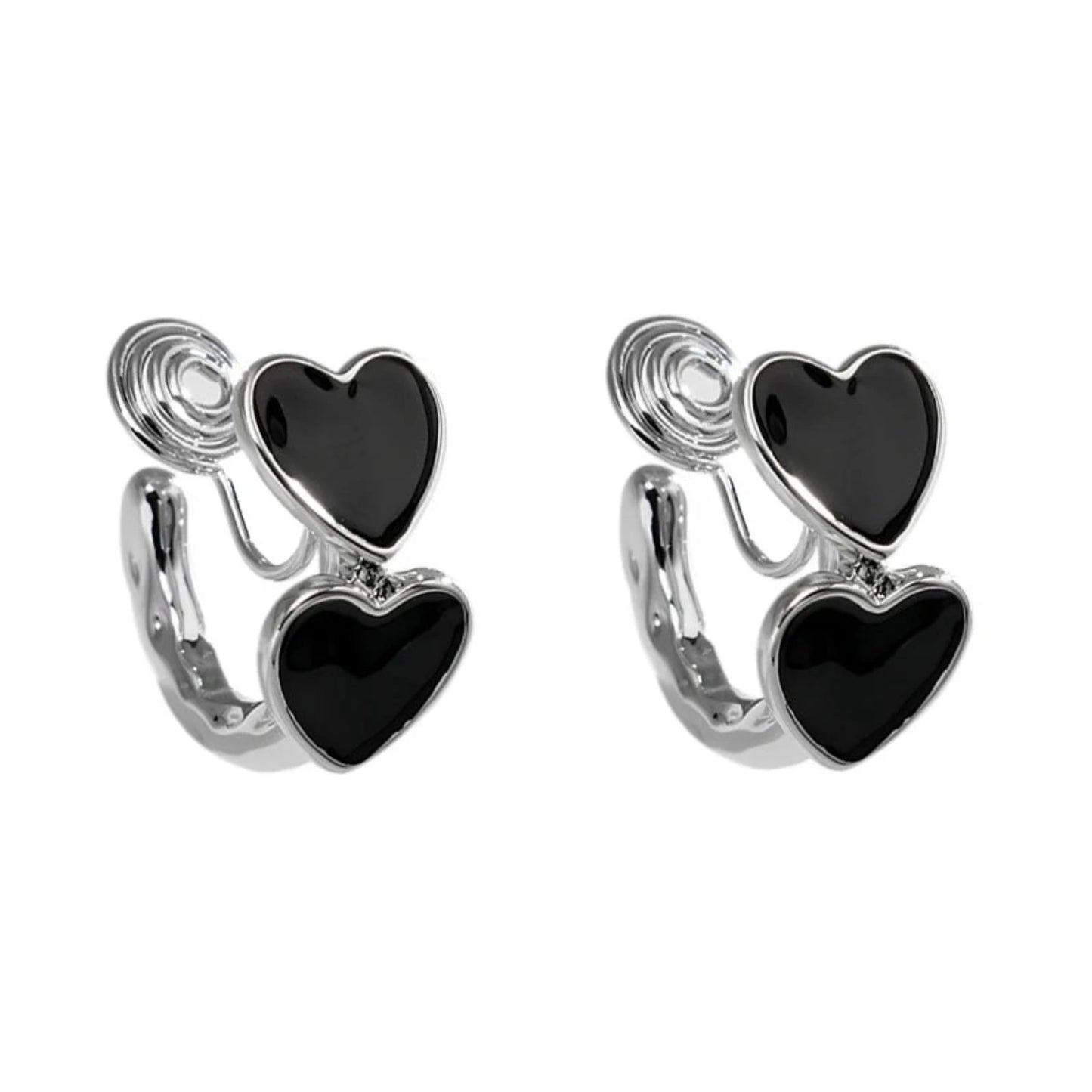 Black Enamel Heart Hoop