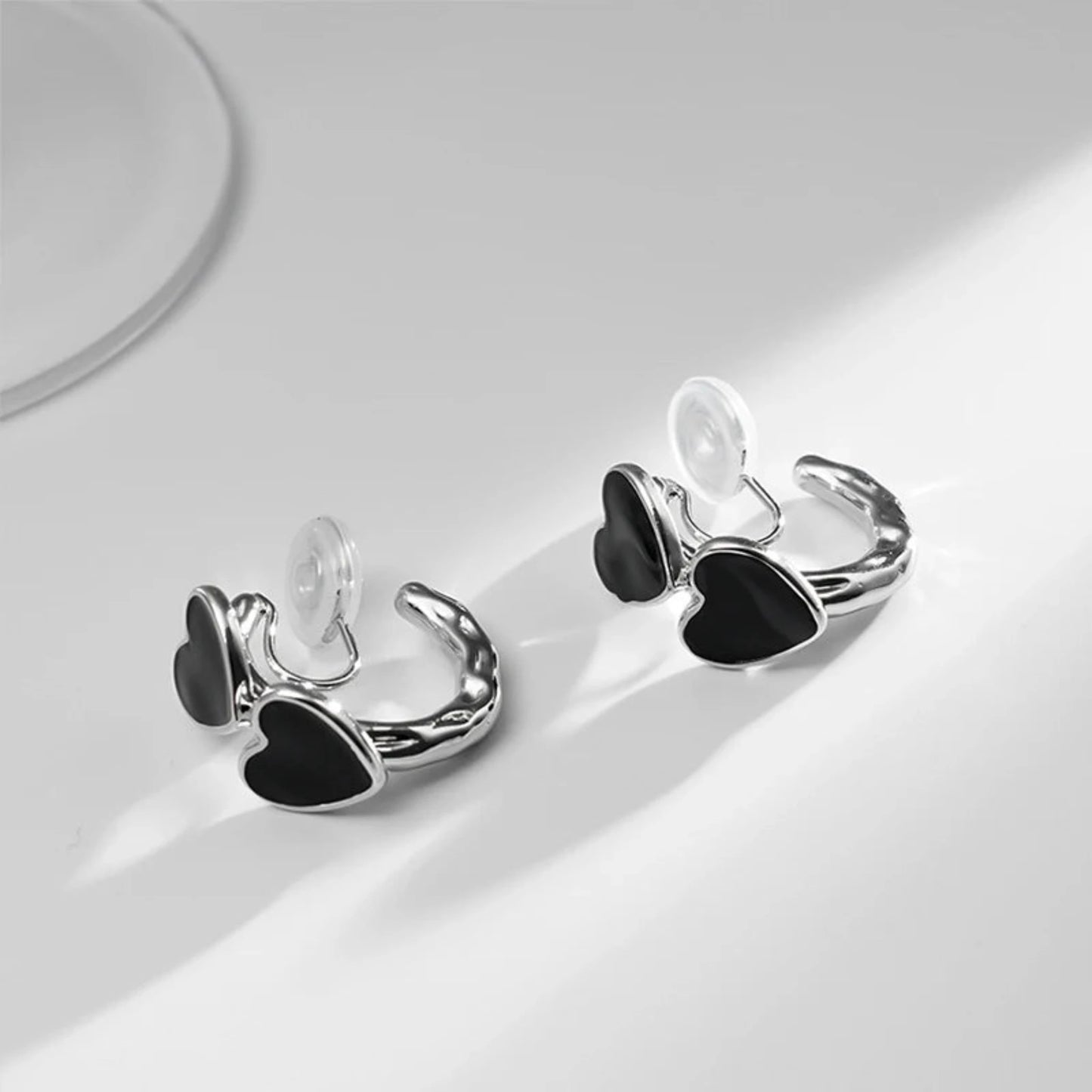 Black Enamel Heart Hoop
