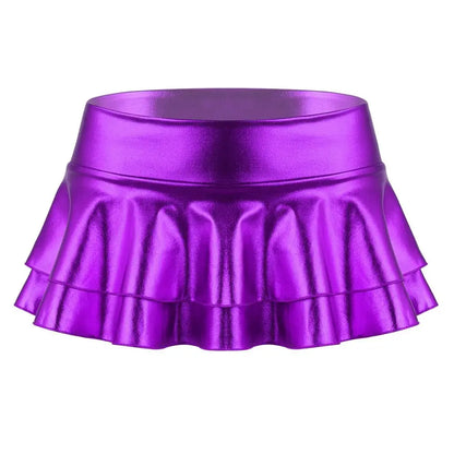 Shiny Metallic Pleated Mini Skirt