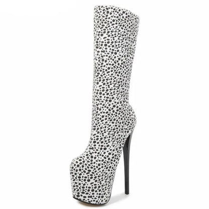 Gladiator Leopard Knee High Boots Stilettos