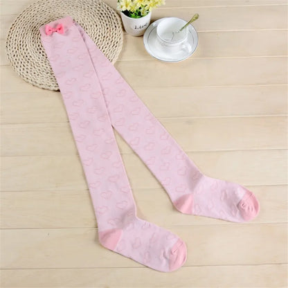 Pink Bow Patchwork Thigh High Stockings