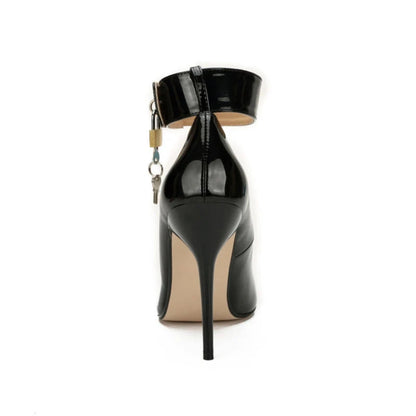 Stiletto Padlock Pointed Toe Ankle Strap