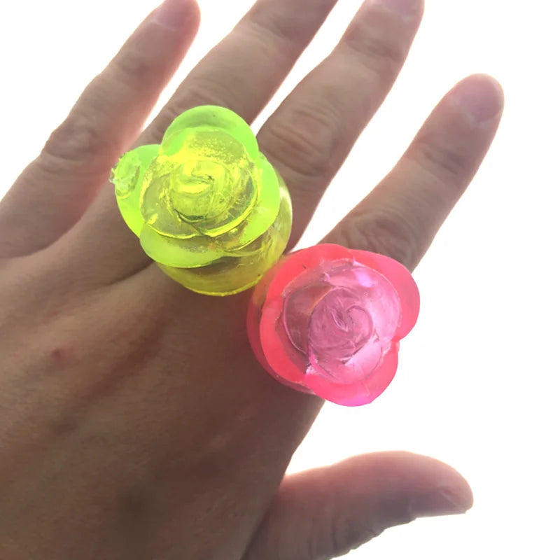 LED Light Jelly Finger Rose Rings