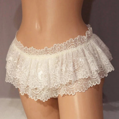 Sissy Ruffled Mini Skirt Lace Panties