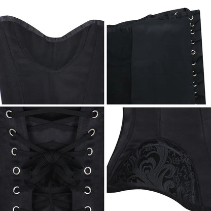 Underbust Steampunk Corset with Curved Hem Bustiers Embroidery
