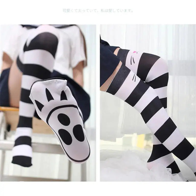 Thin Polyester Cat Paw Stockings