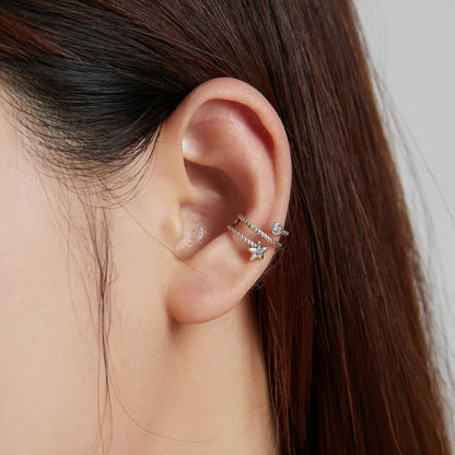 Star-Shaped Zircon Ear Clip-ons