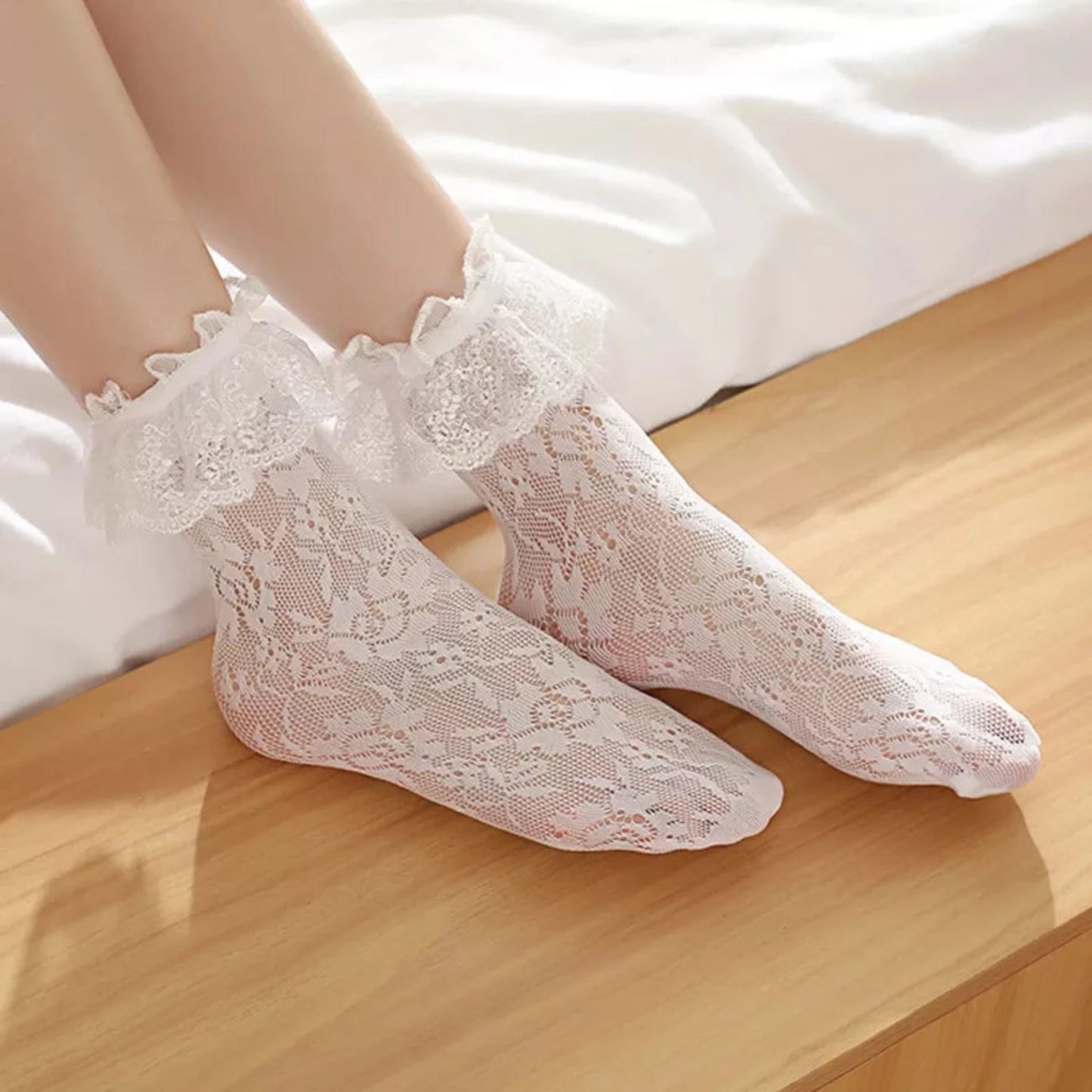 Lace Pile Ankle Socks
