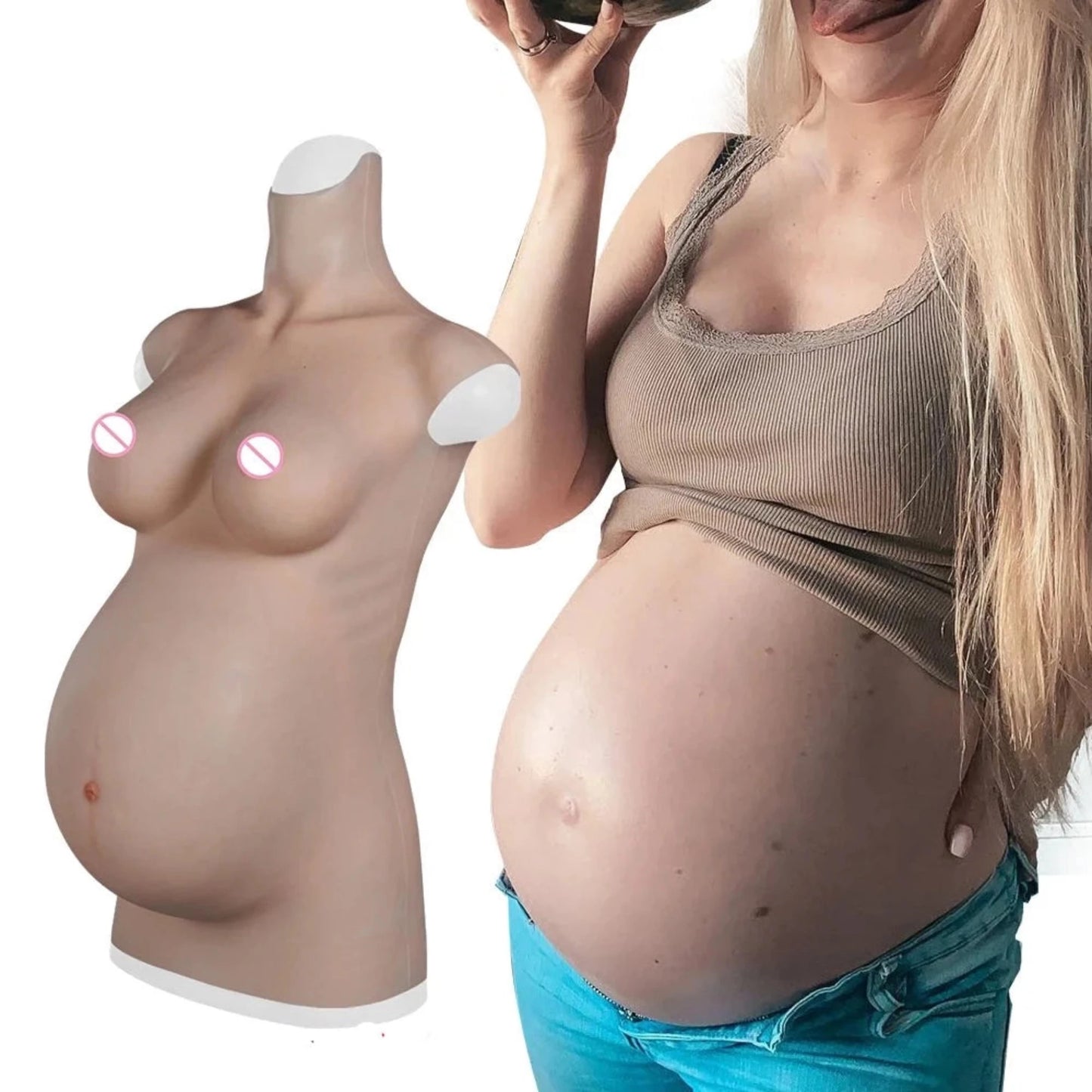 Silicone Breast & Pregnant Belly Bodysuit