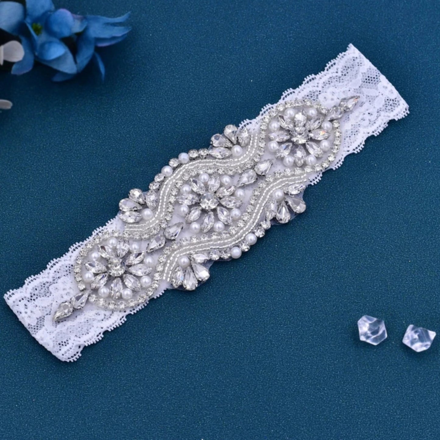 Hand Beaded Bridal Garter Belt