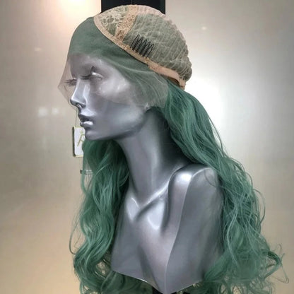 Green Wavy Synthetic Lace Front Wig