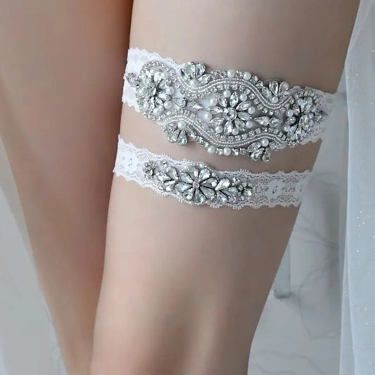Hand Beaded Bridal Garter Belt