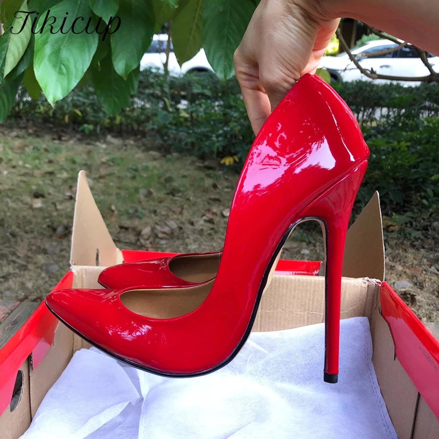 Red Extreme Pointy-Toe Stiletto Pumps