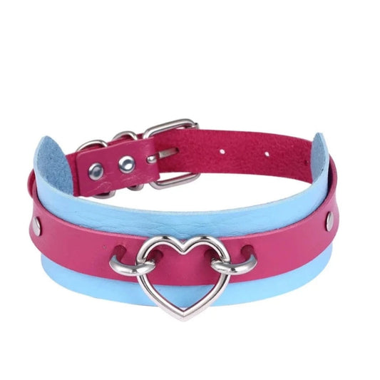 Two Tone Heart Choker Necklace