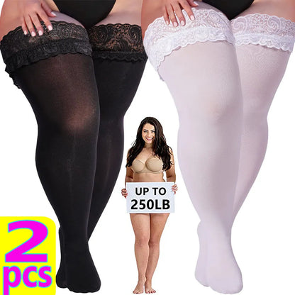 Plus Size Lace Top Stockings