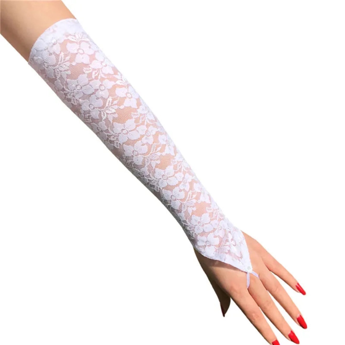 Floral Lace Print Fingerless Gloves
