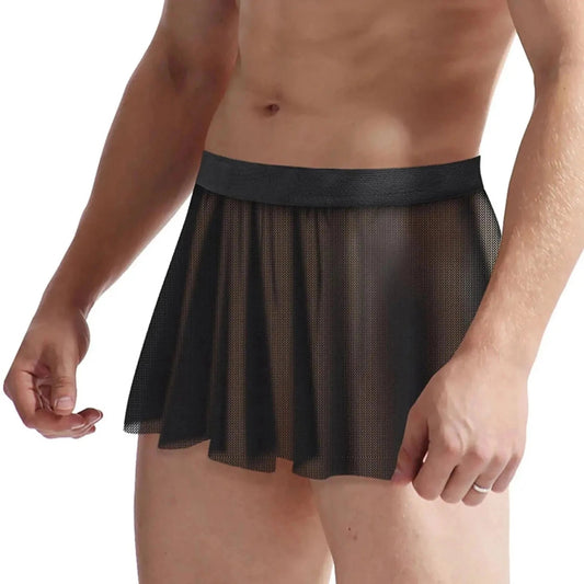 Minifalda de malla transparente con volantes